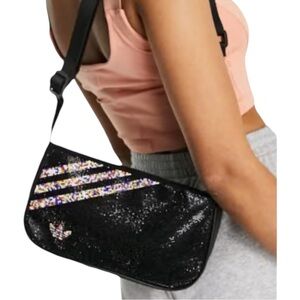 NWT Adidas Mini Airliner Rhinestone Crossbody Purse Black
